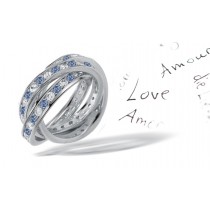 Premier Colored Diamonds Designer Collection - Blue Colored Diamonds & White Diamonds Fancy Blue Diamond Eternity Rings