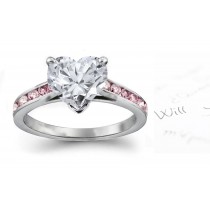 Pink & White Heart Diamond Engagement Ring