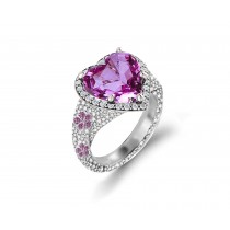 Delicate French Micro Pave Halo Rings Collection Featuring Vibrant Rainbow Colored Sapphires & Diamonds