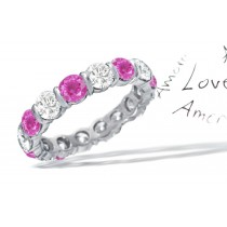 Diamond & Pink Sapphire Eternity Rings