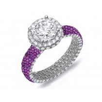 Brilliant & Rich Pave Cluster Diamond & Multi-Colored Precious Stones Rubies, Emeralds & Blue, Pink, Purple, Yellow Sapphires