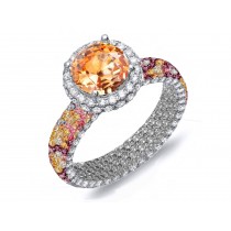 Made To Order Rings Featuring Delicate French Halo Pave Diamonds & Multi-Colored Sapphires