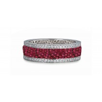 Shop Fine Quality Made To Order Round pave Set Diamond & Red Ruby Eternity Style Wedding & Anniversary Rings