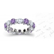 Purple Sapphire & Diamond Bar Set Eternity Rings