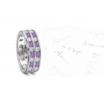 Purple Sapphire & Diamond 2 Channel Eternity Rings