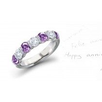 Purple Sapphire & Diamond Bar Set Eternity Rings