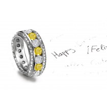 Glittering Diamond Ring in Sun Lit Yellow Gold & Moon Lit White Gold & Platinum