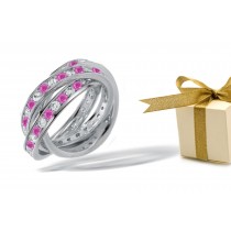 Diamond & Pink Sapphire Eternity Rings