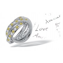 Premier Colored Diamonds Designer Collection - Yelllow Colored Diamonds & White Diamonds Fancy Yellow Diamond Eternity Rings