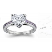 Purple & White Heart Diamond Engagement Ring