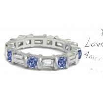 Premier Colored Diamonds Designer Collection - Blue Colored Diamonds & White Diamonds Fancy Blue Diamond Eternity Rings