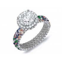 Made To Order Rings Featuring Delicate French Halo Pave Diamonds & Multi-Colored Gemstones