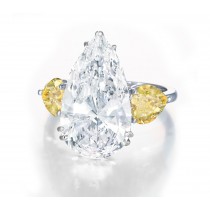 Pear-Shaped Diamond & Heart Yellow Sapphire Three Stone Engagement and Right Hand Rings