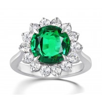 Latest Collection: Nature Inspired Flower Bloom Green Emeralds & Diamonds Engagement Rings