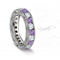 Purple Sapphire & Diamond Wedding Bands