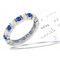 Princess Cut Diamond Blue Sapphire Eternity Ring