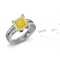 A Classic: Fine Designer Yellow Sapphire & Diamond Engagement Ring