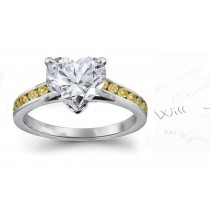 Yellow & White Heart Diamond Engagement Ring