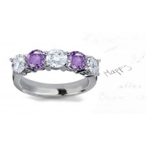 New Colored Pink Sapphire & Diamond Half Eternity Bands