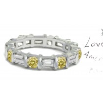 Premier Colored Diamonds Designer Collection - Yellow Colored Diamonds & White Diamonds Fancy Yellow Diamond Eternity Rings