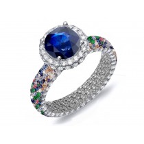 Made To Order Rings Featuring Delicate French Halo Pave Diamonds & Multi-Colored Gemstones