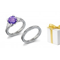 Happiness: Engraved Women's Pink Sapphire & White Diamond Ring