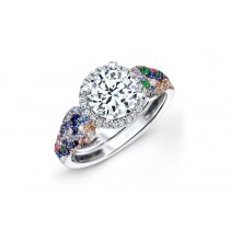 Made To Order Rings Featuring Delicate French Halo Pave Diamonds & Multi-Colored Gemstones