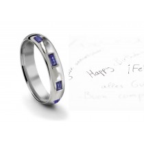 Burnish Set Baguette Sapphire Eternity Ring