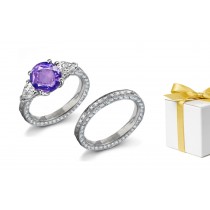 Classic: Engraved Women's Pink Sapphire & White Diamond Ring