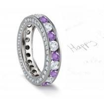 Newest Style Purple Sapphire & Diamond Wedding Bands