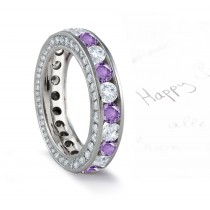 Newest Style Purple Sapphire & Diamond Wedding Bands