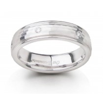 Mens Diamond Wedding Band in Polished Platinum & Fine Gold