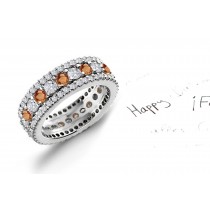 View Wide Variety of Pink Orange Sapphires & Diamonds Eternity Ring