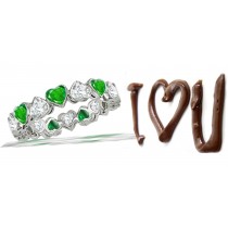 Designer Emerald Heart & Diamond Heart Stylish Unique Eternity Ring