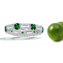 Baguette Diamond & Round Emerald Ring