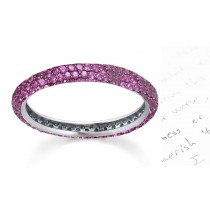 Micropavee Encrusted Delicate Pink Sapphire Eternity Platinum Band