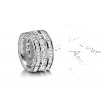 People in Love: Stacked Trio of Round/Baguette Diamond Wedding Bands