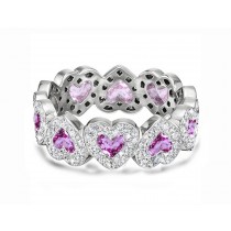 Buy High Quality Custom Manufactured Heart Shaped Halo Micro Diamond Eternity Wedding & Anniversary Bands