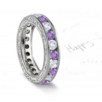 Top Rated Purple Sapphire & Diamond Wedding Bands