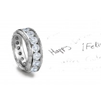Inpired By Nature: A Twinkling Channel Set Diamonds Chic Band With Scrolling Motifs in 14k White Gold