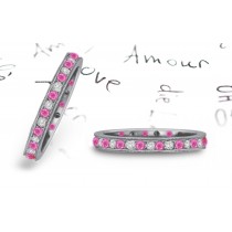 Round Pink Sapphire & Diamond Eternity Rings