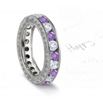 Bold Color Purple Sapphire & Diamond Wedding Bands