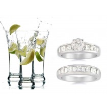 Pre-set Engagement Ring. Engagement Wedding Ring Matching Set. 