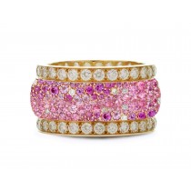 Made to Order Brilliant Cut Round Diamonds & Pink Sapphires Eternity Band Rings