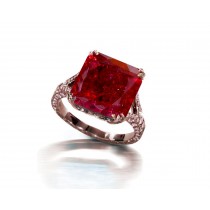 Purchase Online Ring with Square Ruby & Pave Set Pink Sapphires in Gold or Platinum Free Global