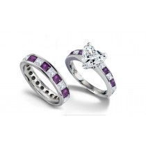 Diamond & Sapphire Engagement & Wedding Rings