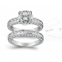 Finely Crafted Diamond Engagement Ring & Wedding Band & Diamond Halo Sides 