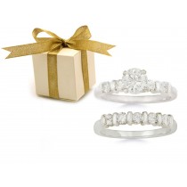 Pre-set Engagement Ring. Engagement Wedding Ring Matching Set. 