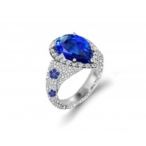 Delicate French Micro Pave Halo Rings Collection Featuring Vibrant Rainbow Colored Sapphires & Diamonds