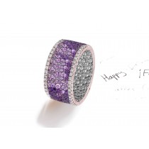 Made to Order Brilliant Cut Round Diamonds & Purple Sapphires Eternity Band Rings
